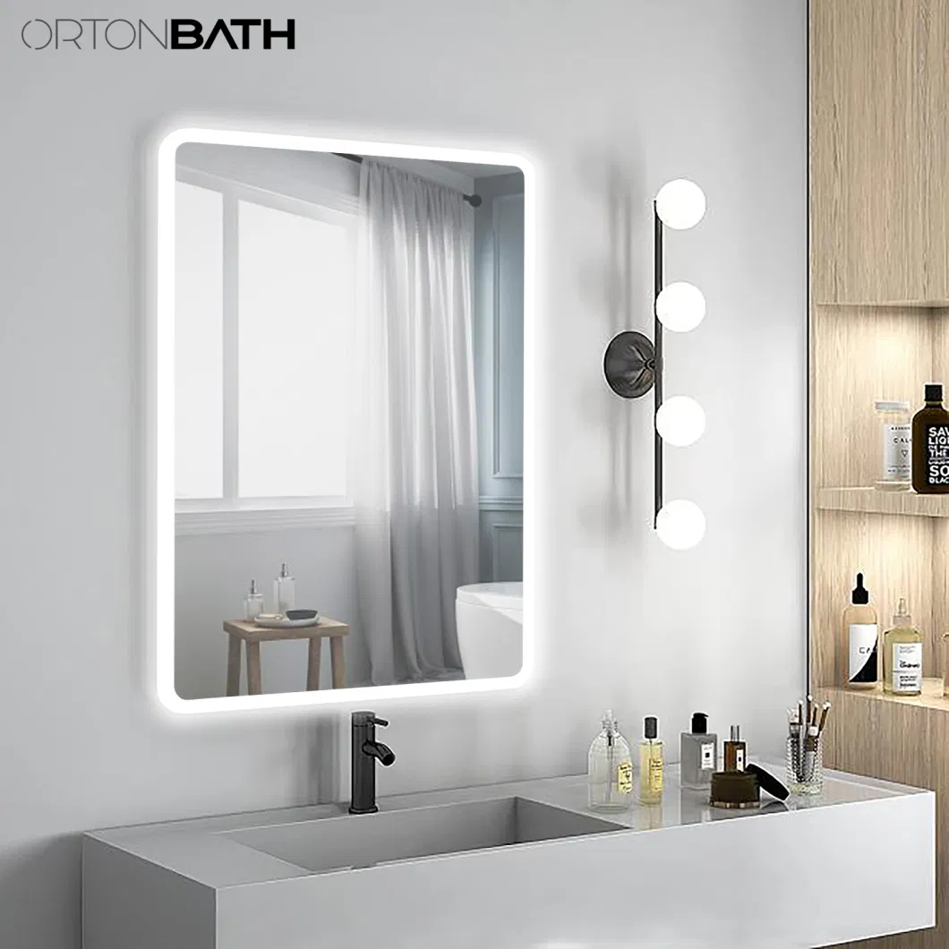 Ortonbath Front Lit Rectangular LED Bathroom Mirror with Lights, Dimmable Vanity Mirror, Wall Mounted Smart Mirror and Adjustable 3000-6000K Color Temperature