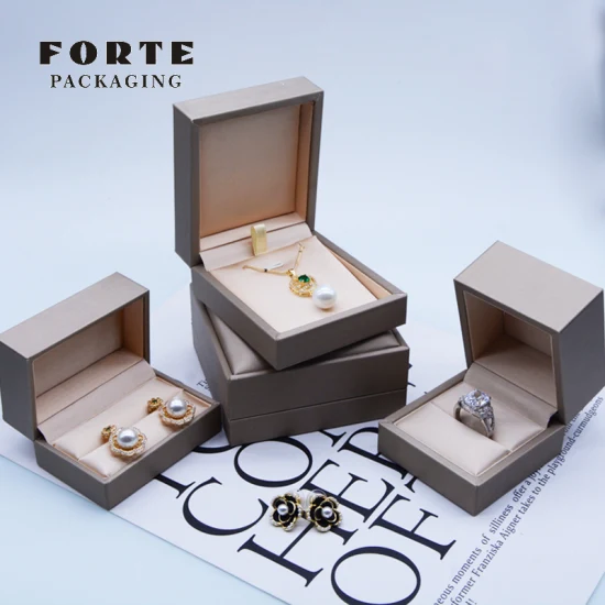 Forte 2022 Luxe Discret PU cuero Vintage joyería embalaje sello caliente logotipo personalizado collar embalaje anillo cajas de joyería con logotipo