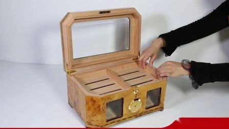 Humidor de cigarros de madera de gran capacidad vendedora caliente para almacenamiento de 100 cigarros